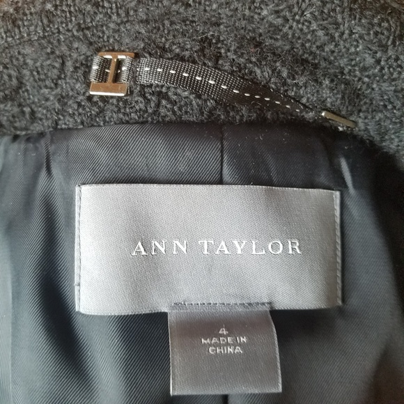 Ann Taylor Black Wool Textured Winter Coat Dressy - Picture 6 of 7